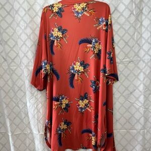 Tickled Teal Floral Kimono in Red and Blue